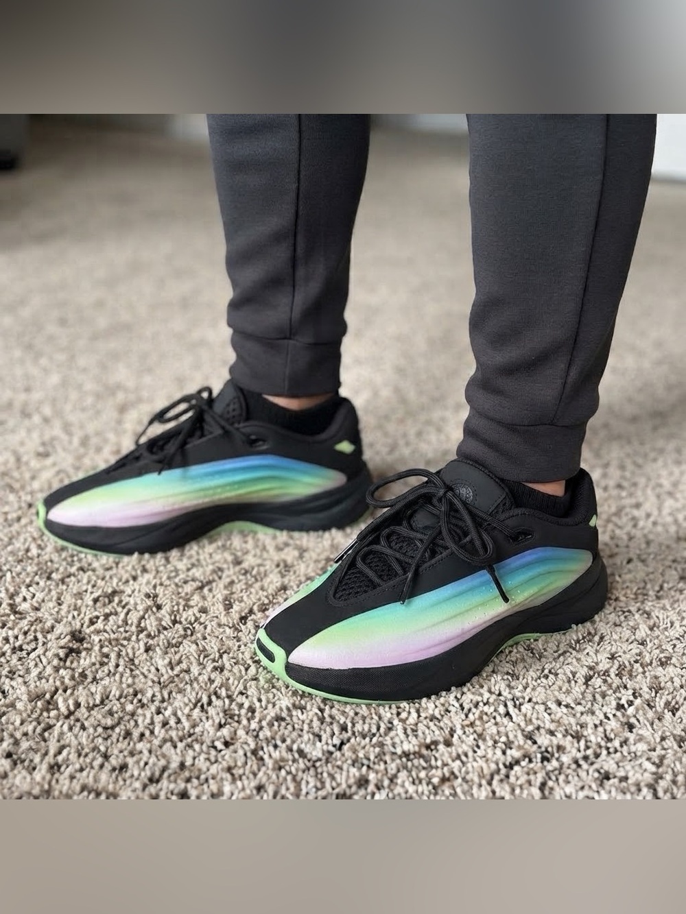 Adidas Nova IIInfinity Black Lime Burst Teal Sneakers Men's Size 6 JR7601 Y2K